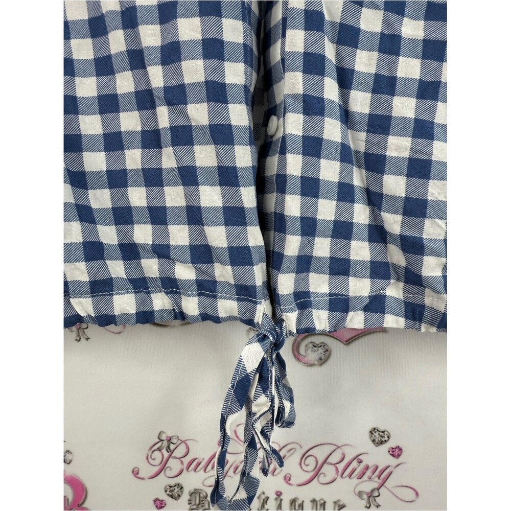 Urban Heritage tshirt button up Blue & White Gingham Tie-Hem Button Shirt - Picture 6 of 14